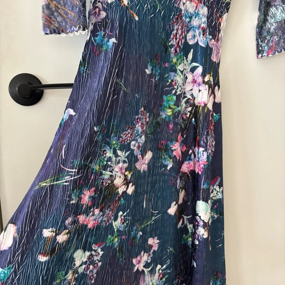 Komarov Like New Floral Lace Trim Midi Dress – Size M – Made in USA - Picture 5 of 10